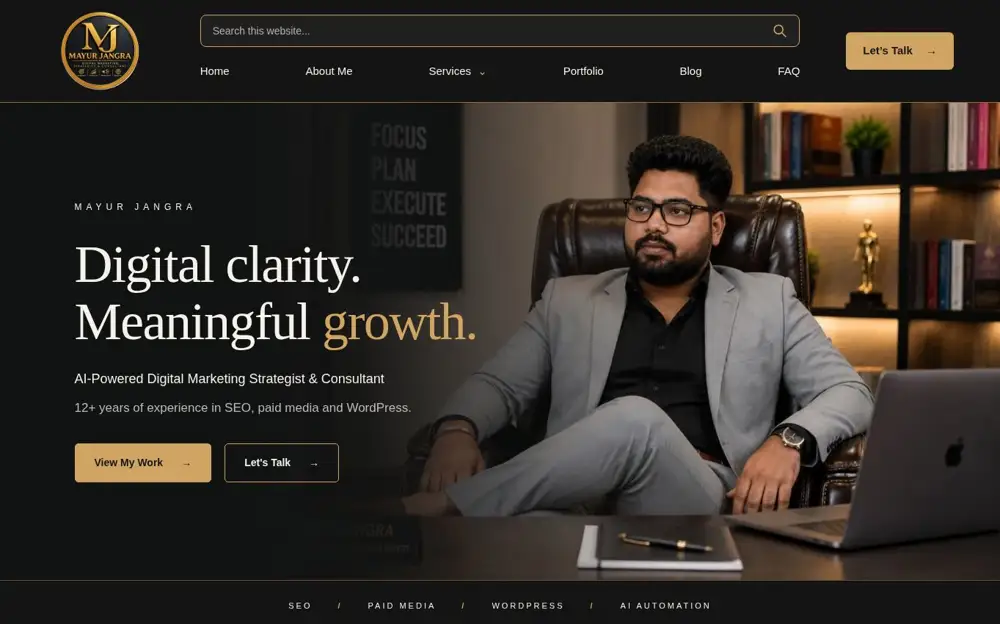 Mayur Jangra website homepage screenshot